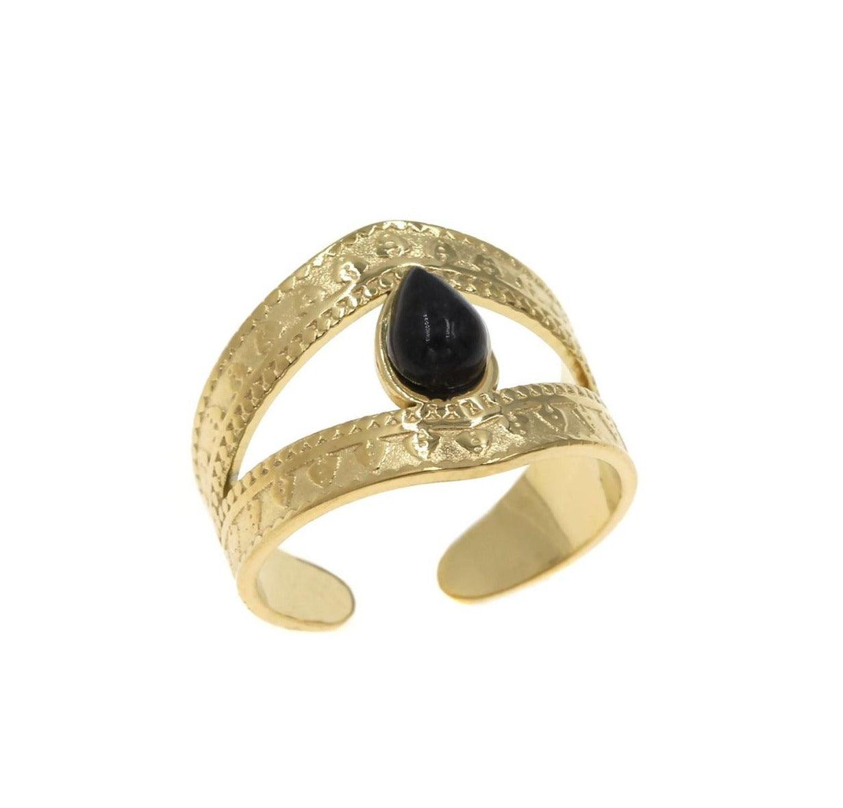 Jasmin Ατσάλινο δαχτυλίδι με πέτρα - Lilah jewellery boutique