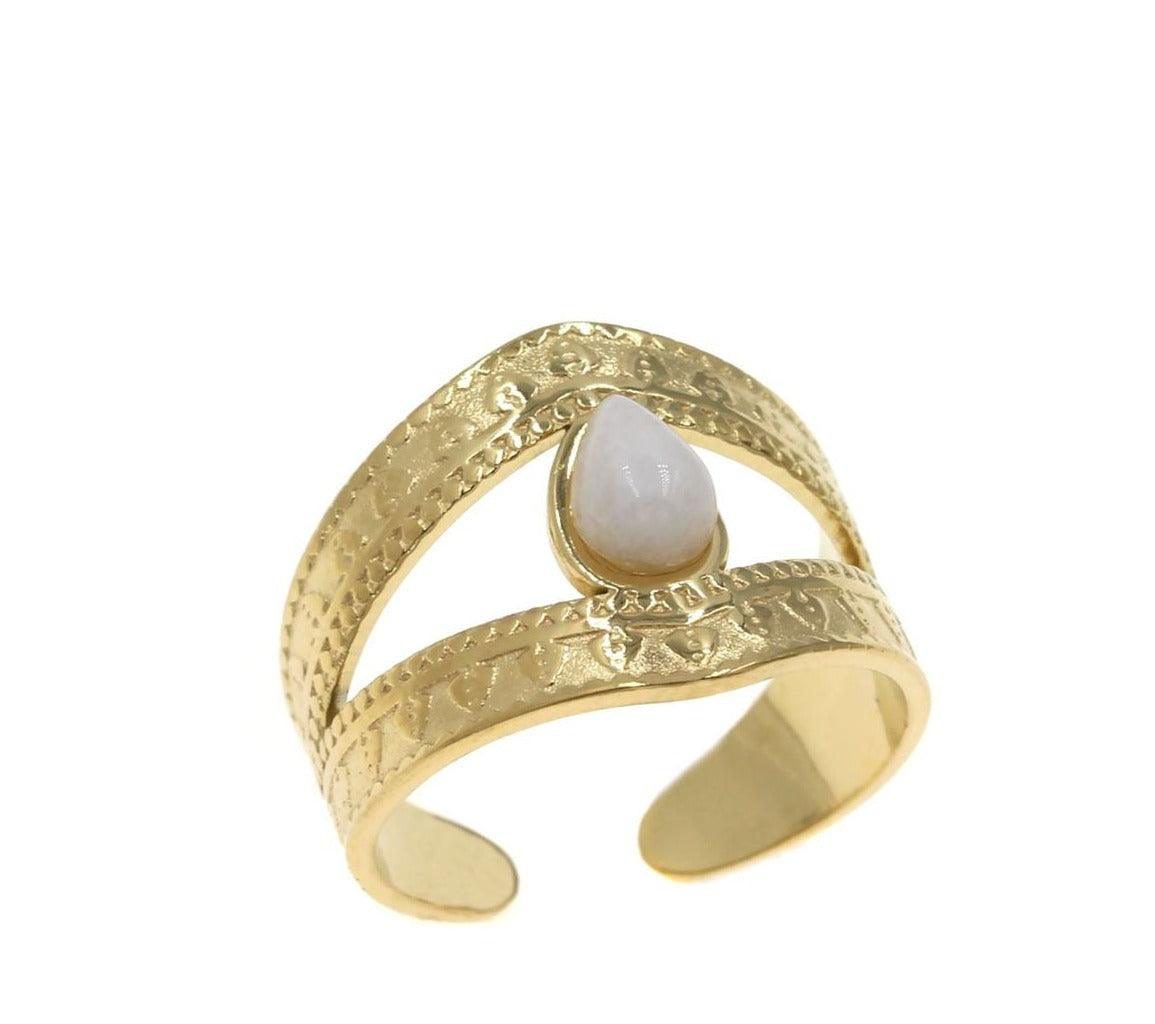 Jasmin Ατσάλινο δαχτυλίδι με πέτρα - Lilah jewellery boutique