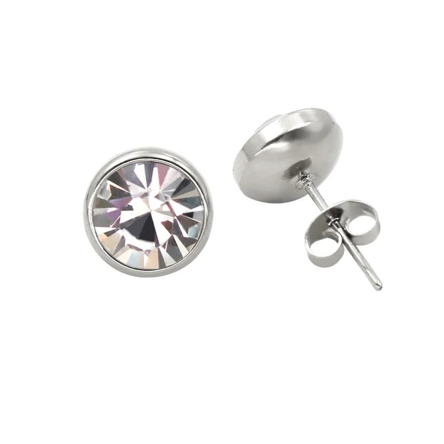 1 Pair Simple Style Round Plating Inlay 304 Stainless Steel 316 Stainless Steel Zircon 18K Gold Plated Ear Studs - Lilah jewellery boutique