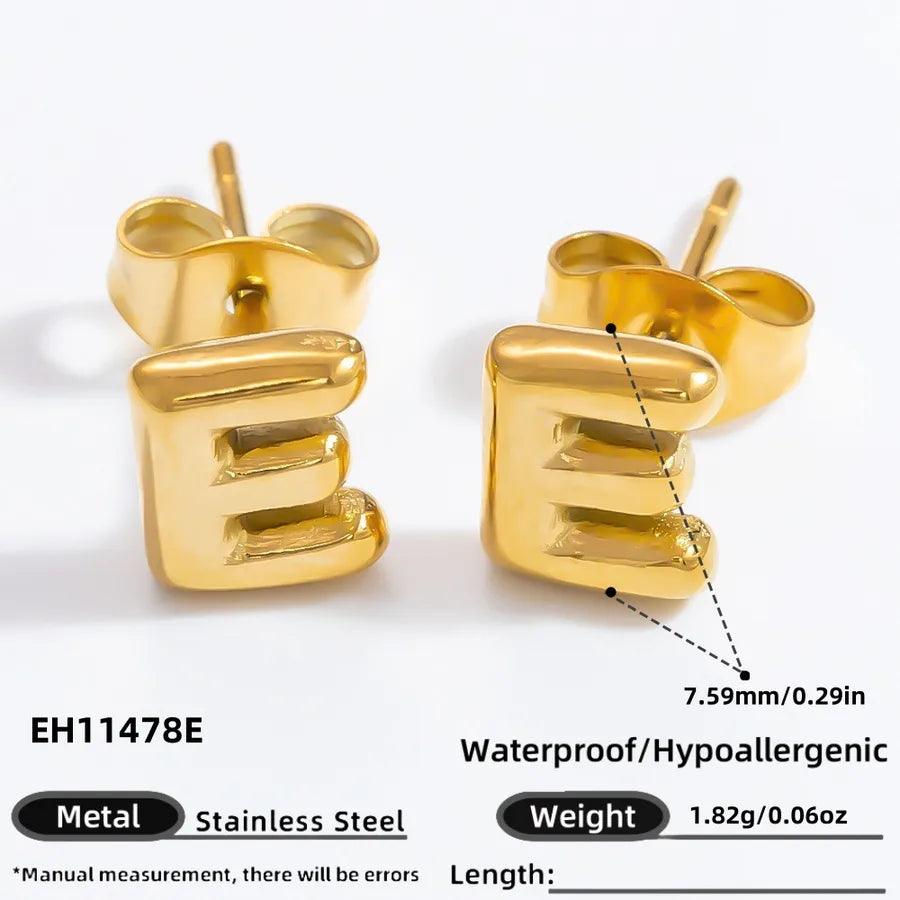 1 Pair Simple Style Letter Plating 304 Stainless Steel 18K Gold Plated Ear Studs - Lilah jewellery boutique