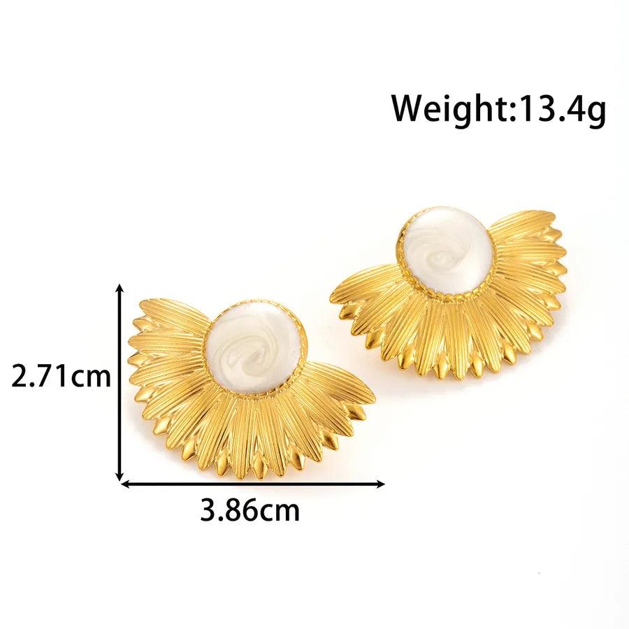 1 Pair Vintage Style French Style Sector Star 304 Stainless Steel Ear Studs - Lilah jewellery boutique
