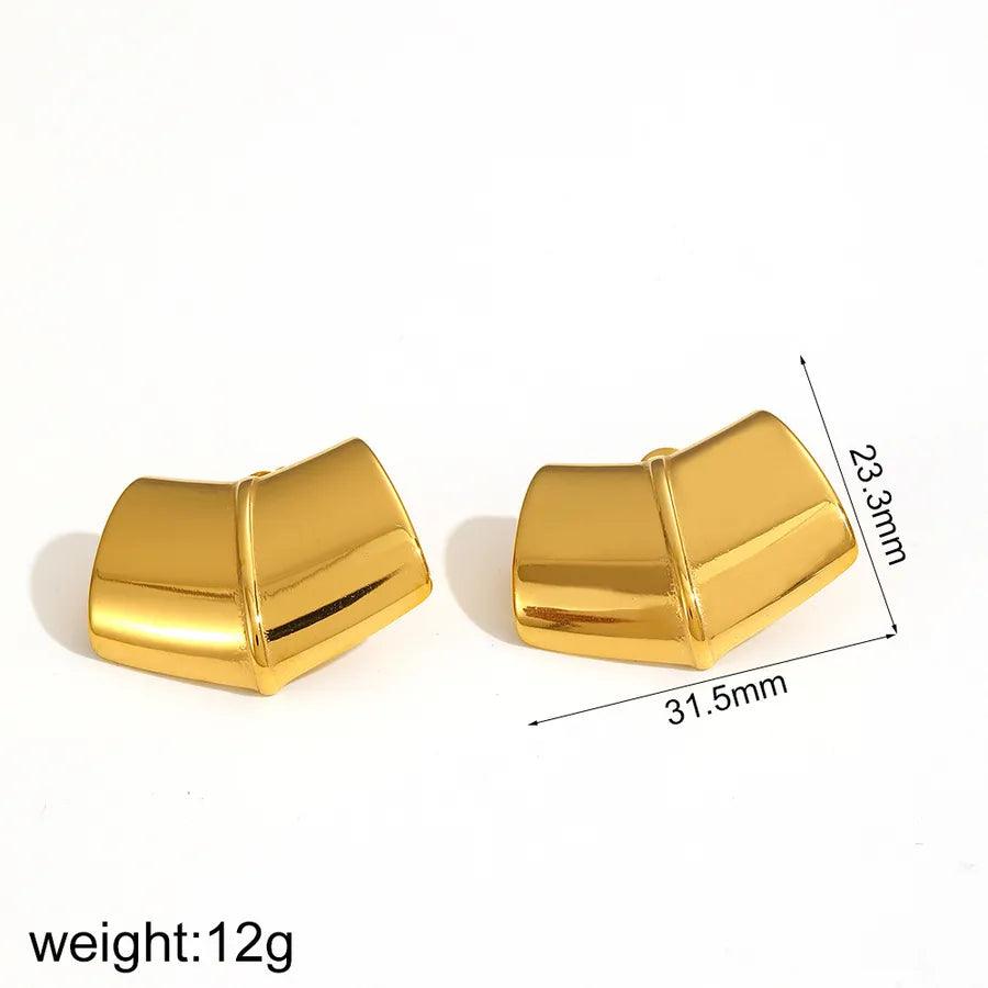 1 Pair Retro Classic Style Solid Color 304 Stainless Steel 18K Gold Plated Ear Studs - Lilah jewellery boutique