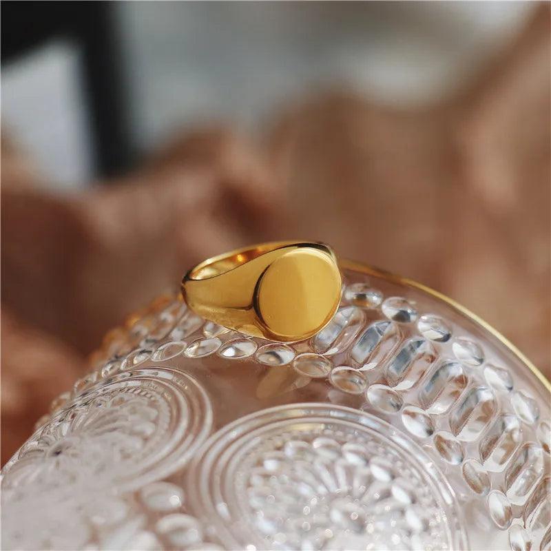 simple style commute solid color stainless steel plating gold plated rings - Lilah jewellery boutique