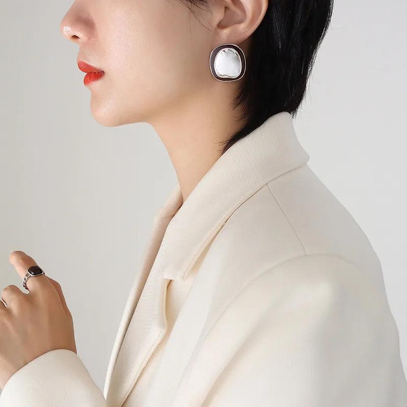 Retro Irregular Plating 304 Stainless Steel 18K Gold Plated Ear Studs - Lilah jewellery boutique