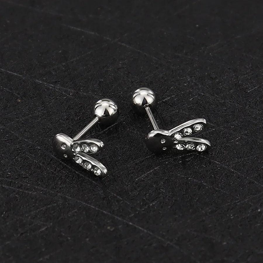 1 Piece Simple Style Commute Geometric Plating Titanium Steel Ear Studs - Lilah jewellery boutique
