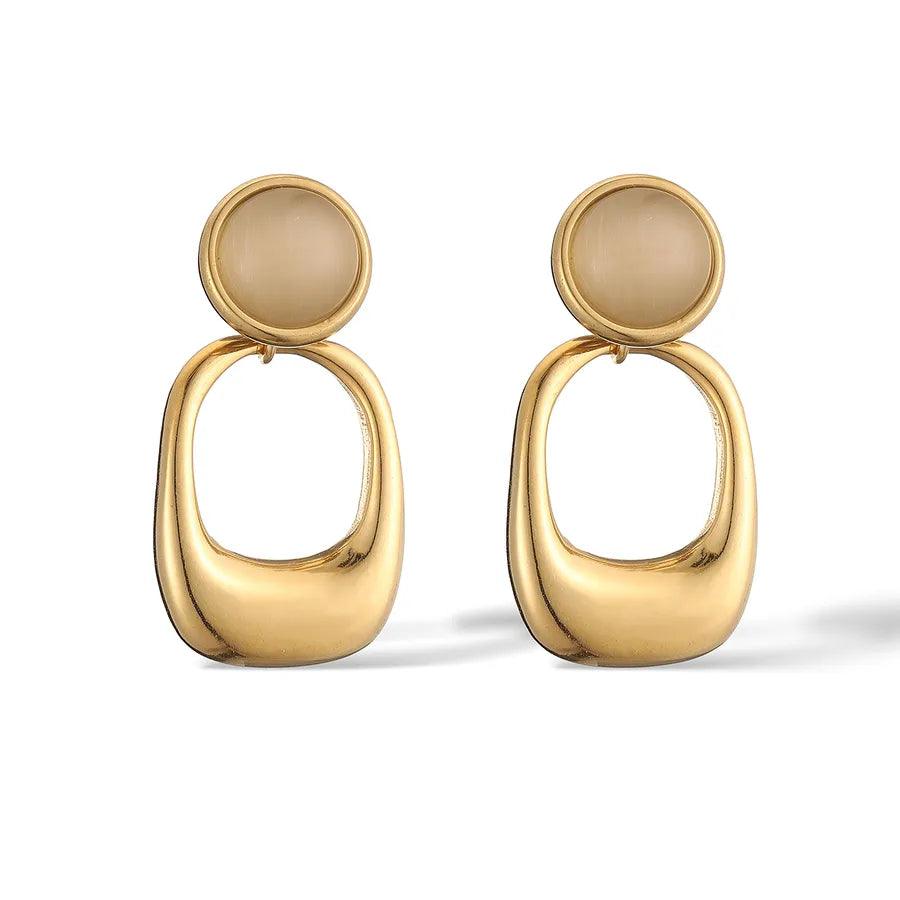 1 Pair Simple Style Commute Geometric Plating Inlay 304 Stainless Steel Opal Drop Earrings - Lilah jewellery boutique