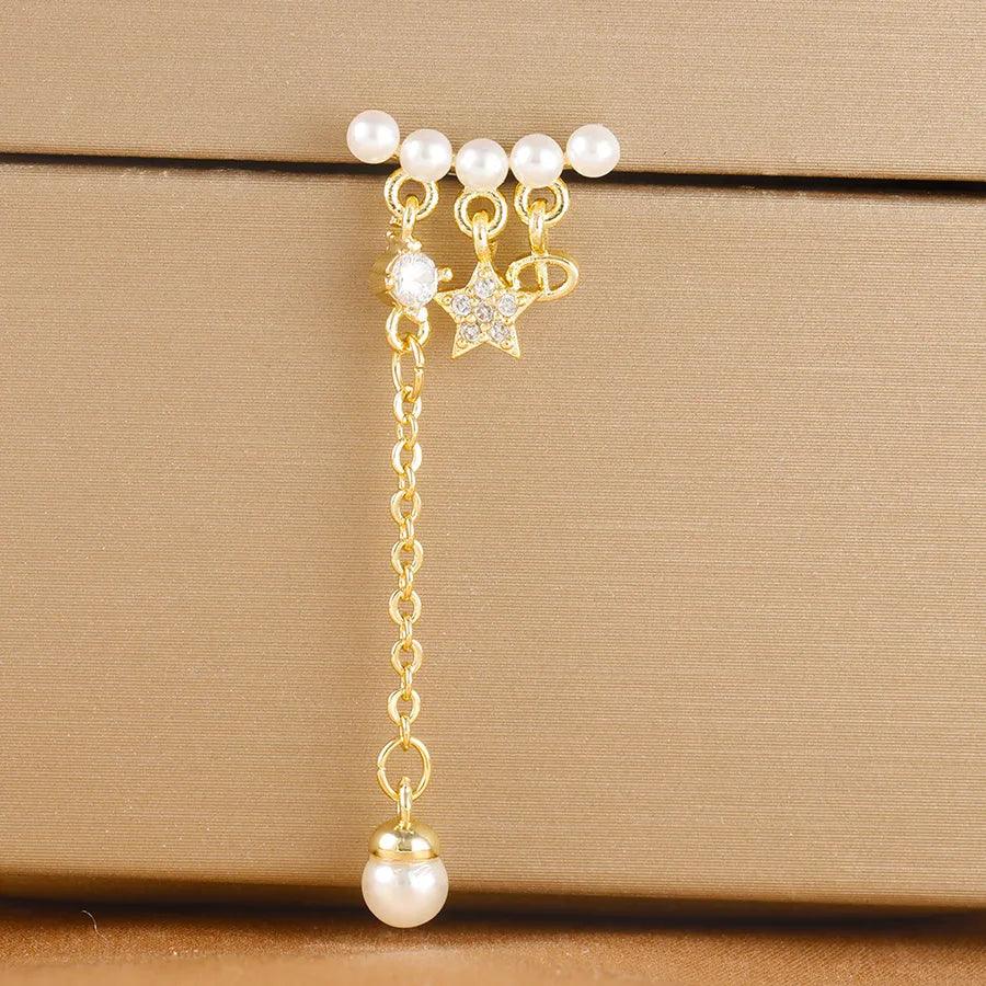 1 Piece Elegant Classic Style Geometric Bee Plating 304 Stainless Steel Artificial Pearls Zircon Drop Earrings Ear Studs - Lilah jewellery boutique