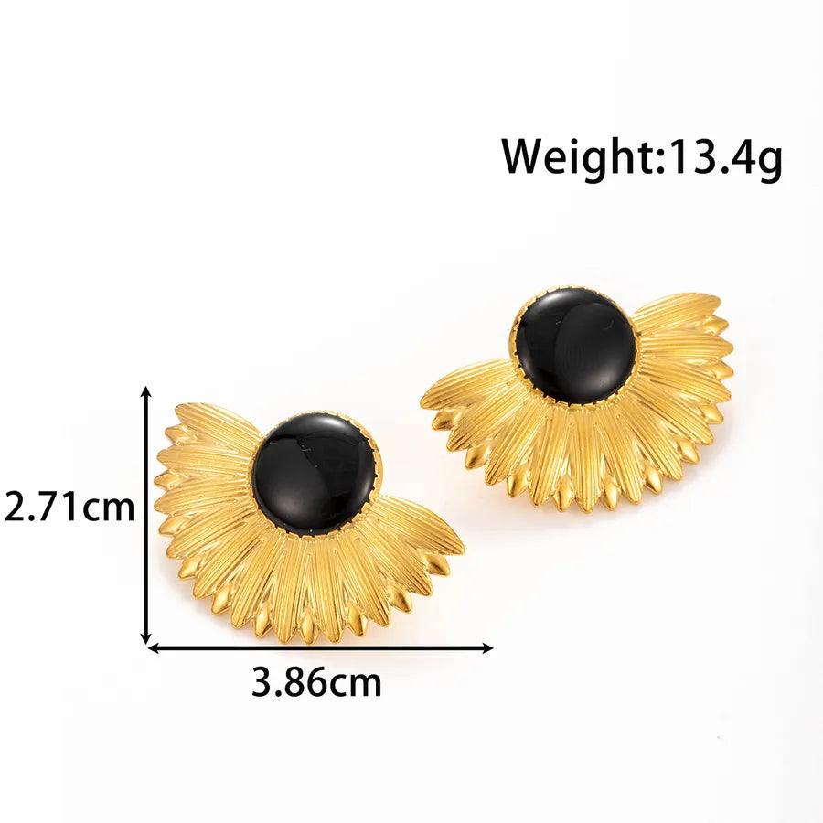 1 Pair Vintage Style French Style Sector Star 304 Stainless Steel Ear Studs - Lilah jewellery boutique