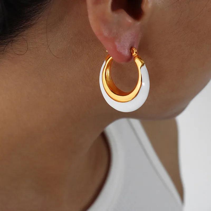 Σκουλαρίκια κρίκοι Titanium Steel 18K Gold Plated - Lilah jewellery boutique