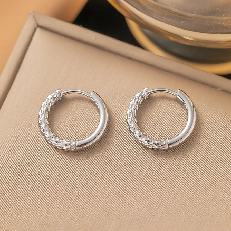 1 Pair Simple Style Geometric Round Solid Color Plating Titanium Steel Earrings Ear Studs - Lilah jewellery boutique