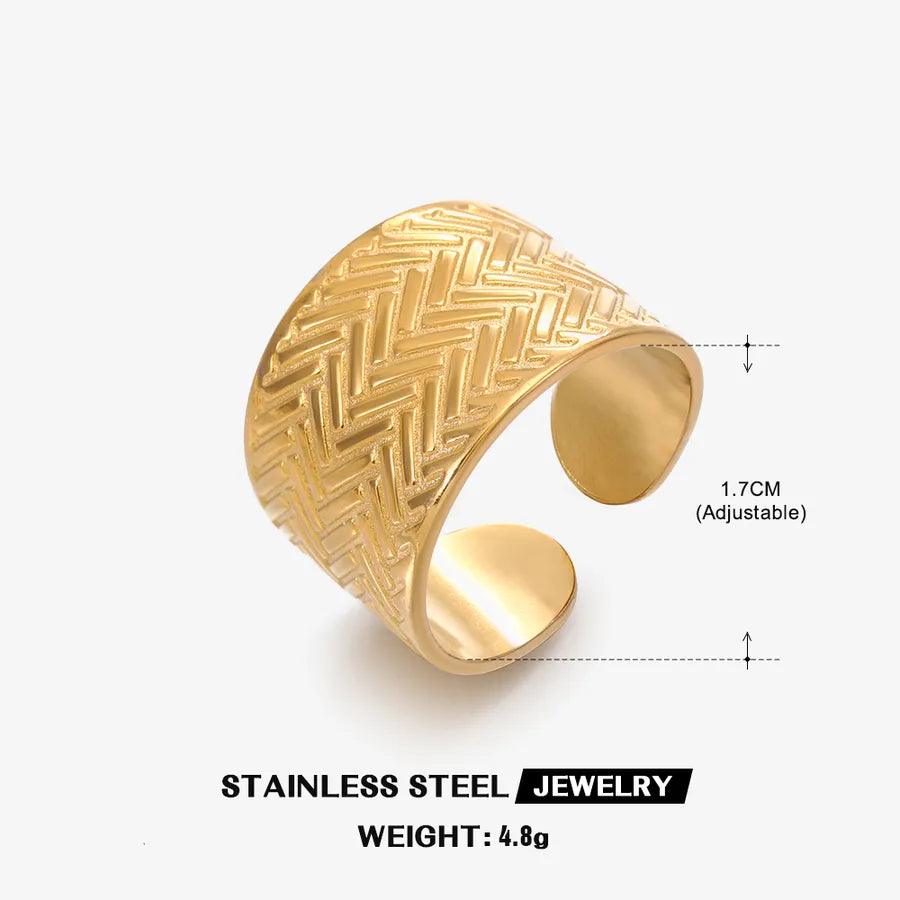 Wholesale Jewelry Hip-Hop Geometric 304 Stainless Steel 18K Gold Plated Plating Open Ring - Lilah jewellery boutique