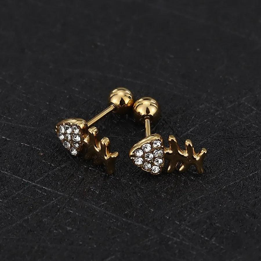 1 Piece Simple Style Commute Geometric Plating Titanium Steel Ear Studs - Lilah jewellery boutique
