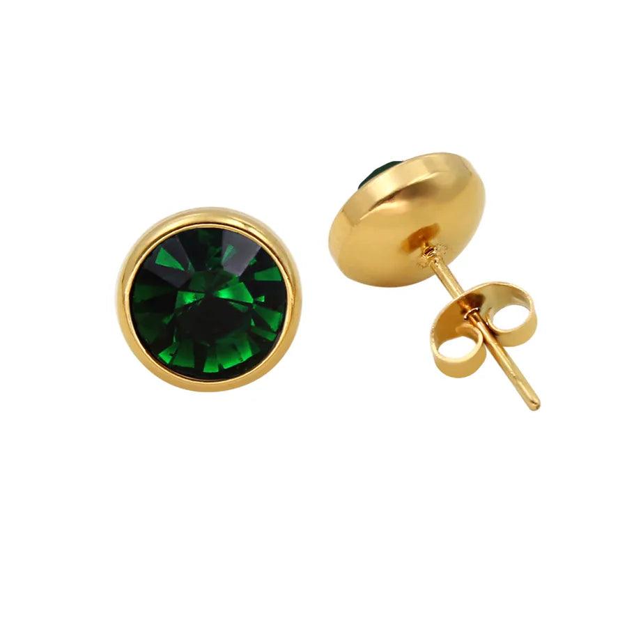 1 Pair Simple Style Round Plating Inlay 304 Stainless Steel 316 Stainless Steel Zircon 18K Gold Plated Ear Studs - Lilah jewellery boutique