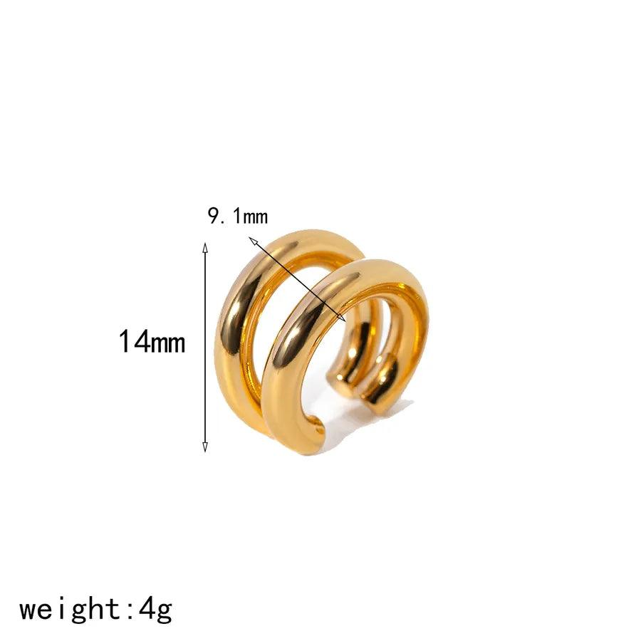 1 Piece Simple Style Classic Style C Shape Solid Color Polishing Plating 304 Stainless Steel 18K Gold Plated Ear Cuffs - Lilah jewellery boutique