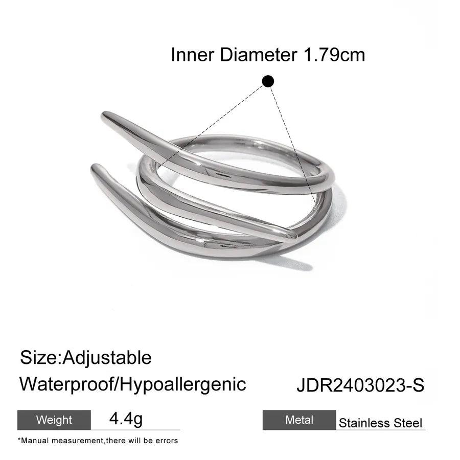 Jewelry Exaggerated Artistic Geometric 304 Stainless Steel Layered Open Rings - Lilah jewellery boutique