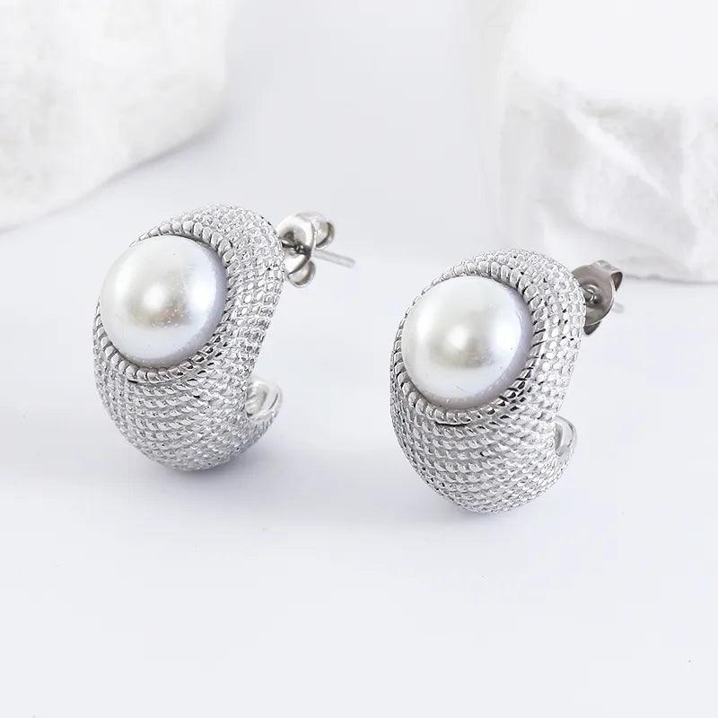 Σκουλαρίκια με πέτρα/πέρλα 304 Stainless Steel Turquoise Ear Studs - Lilah jewellery boutique