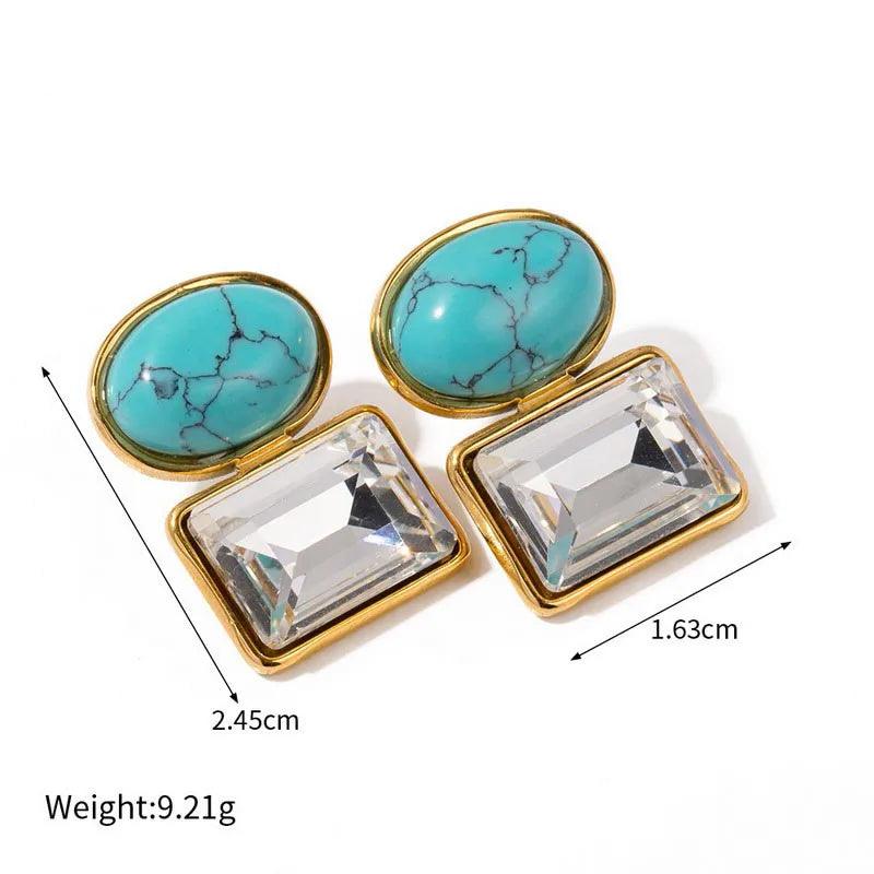 Σκουλαρίκια κρεμαστά Titanium Steel 18K Gold Plated Drop Earrings - Lilah jewellery boutique