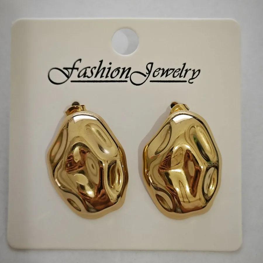 1 Pair Retro Solid Color Irregular Plating 304 Stainless Steel Ear Studs - Lilah jewellery boutique
