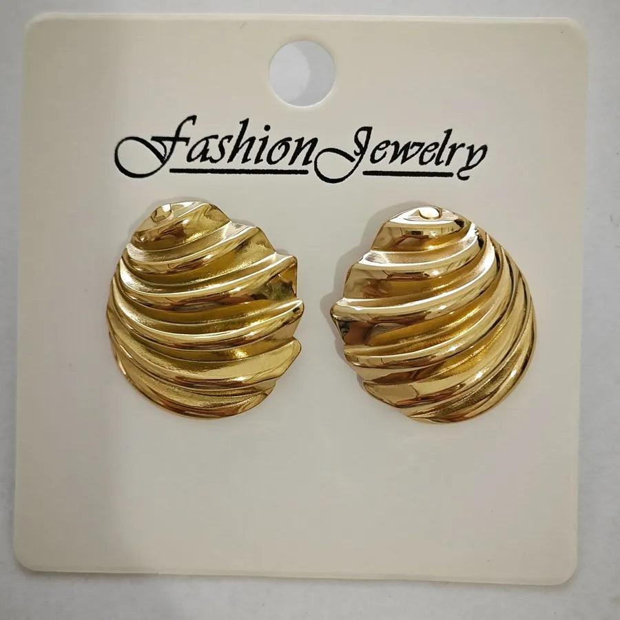 1 Pair Retro Solid Color Irregular Plating 304 Stainless Steel Ear Studs - Lilah jewellery boutique