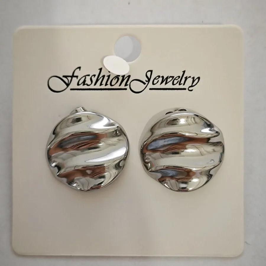 1 Pair Retro Solid Color Irregular Plating 304 Stainless Steel Ear Studs - Lilah jewellery boutique