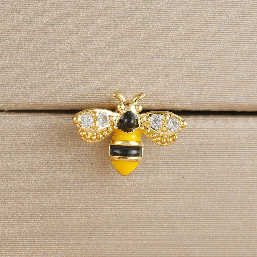 1 Piece Elegant Classic Style Geometric Bee Plating 304 Stainless Steel Artificial Pearls Zircon Drop Earrings Ear Studs - Lilah jewellery boutique