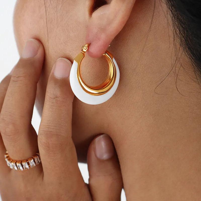 Σκουλαρίκια κρίκοι Titanium Steel 18K Gold Plated - Lilah jewellery boutique