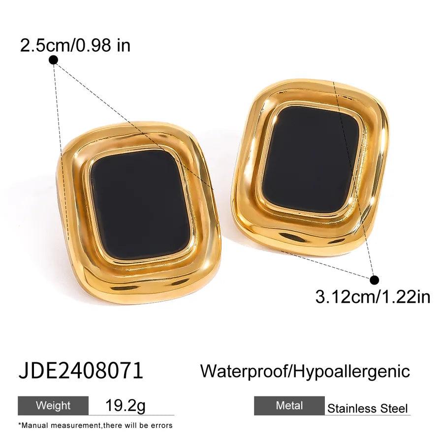 1 Pair Vintage Style Classic Style Geometric Plating 304 Stainless Steel Agate Ear Studs - Lilah jewellery boutique