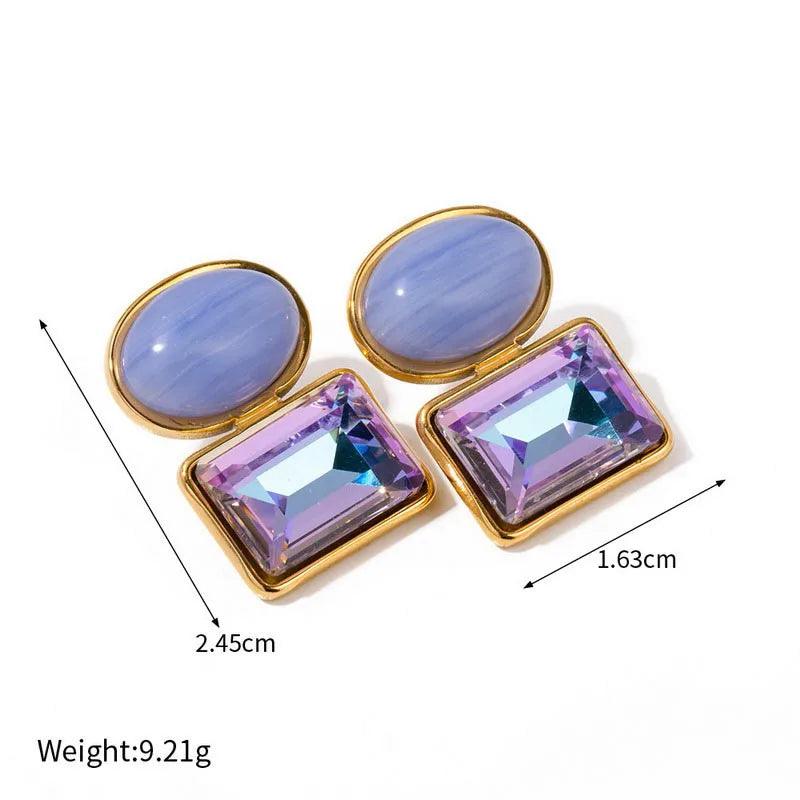 Σκουλαρίκια κρεμαστά Titanium Steel 18K Gold Plated Drop Earrings - Lilah jewellery boutique