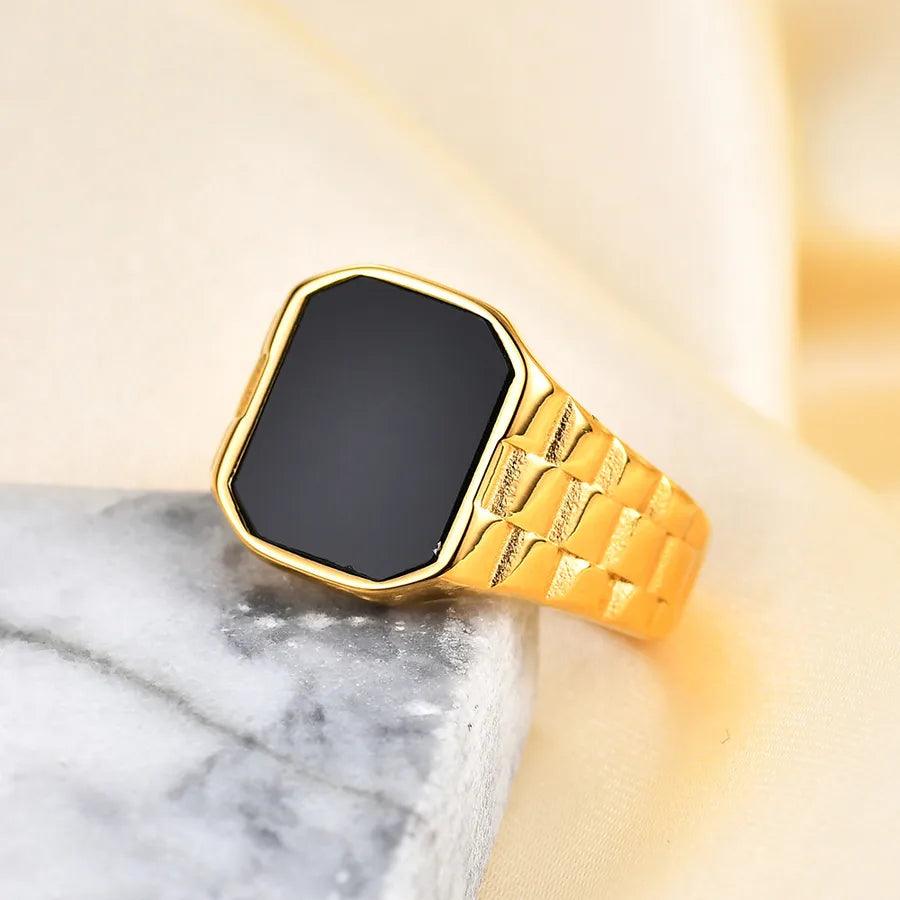 fashion square titanium steel plating artificial gemstones rings - Lilah jewellery boutique