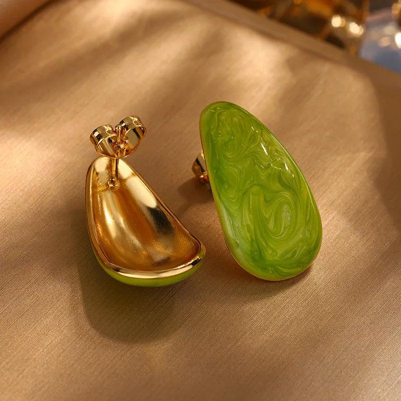 1 Pair Elegant Vintage Style Water Droplets 304 Stainless Steel Imitation Gold Ear Studs - Lilah jewellery boutique