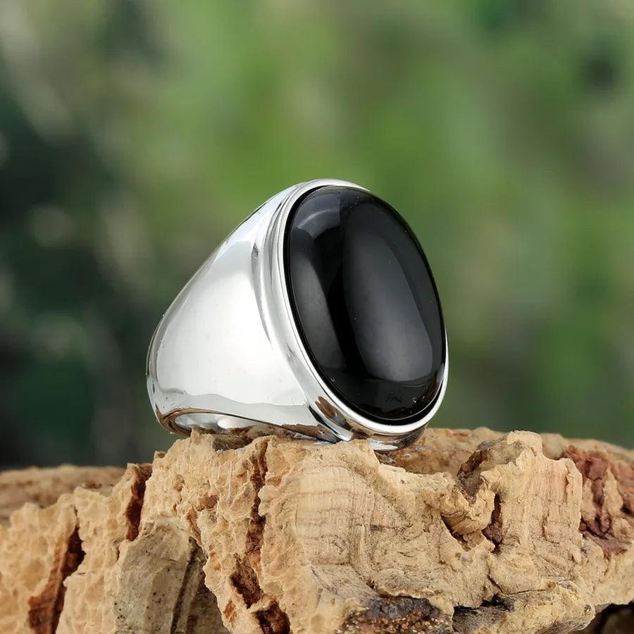 Wholesale Jewelry IG Style Retro Oval 316L Stainless Steel Gem Inlay Rings - Lilah jewellery boutique