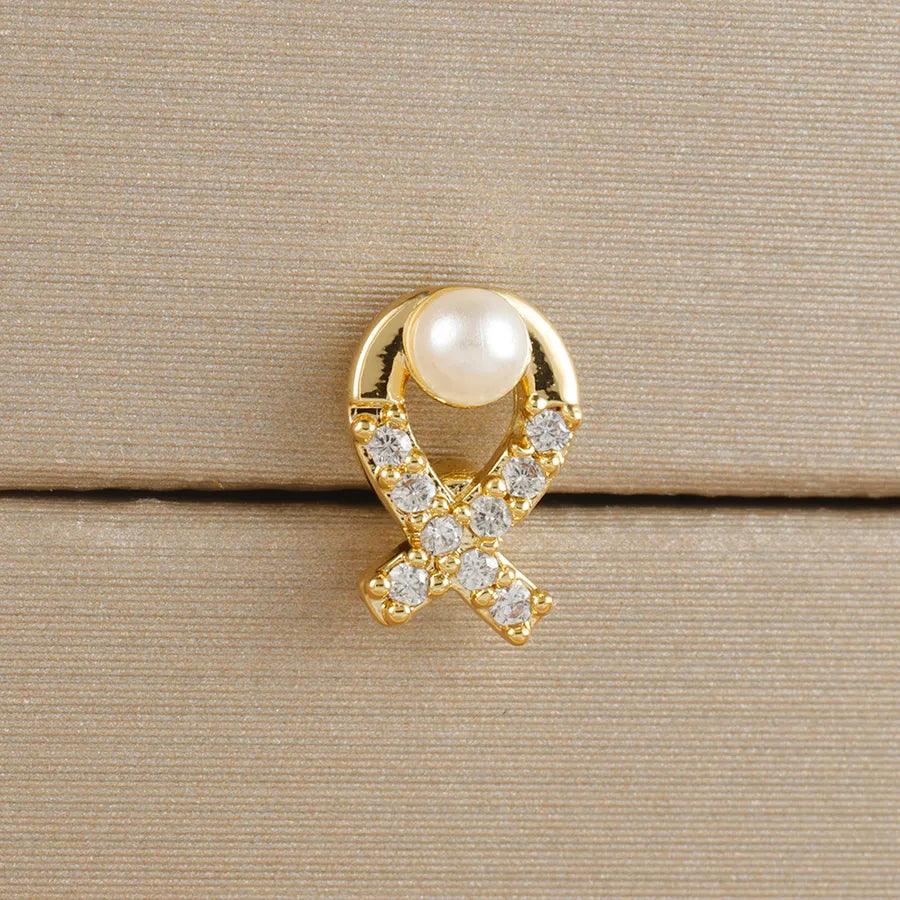 1 Piece Elegant Classic Style Geometric Bee Plating 304 Stainless Steel Artificial Pearls Zircon Drop Earrings Ear Studs - Lilah jewellery boutique