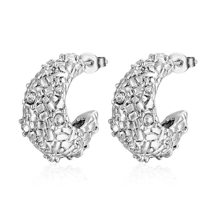 1 Pair Simple Style U Shape Inlay 304 Stainless Steel Rhinestones 18K Gold Plated Ear Studs - Lilah jewellery boutique
