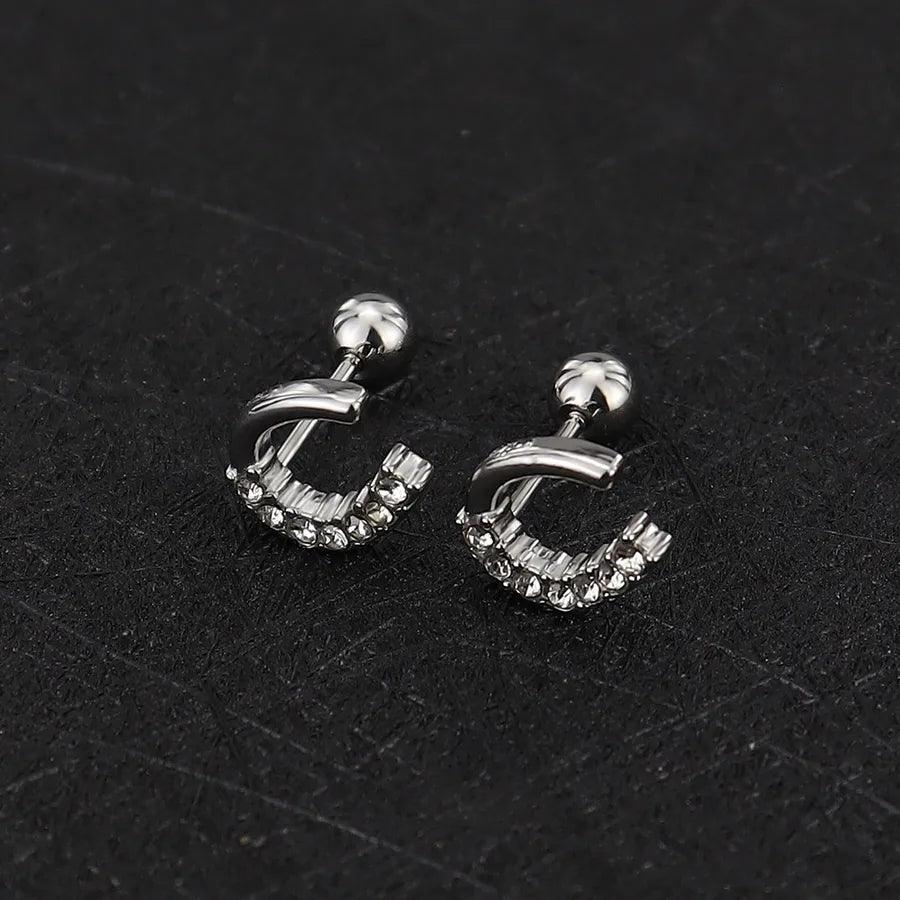 1 Piece Simple Style Commute Geometric Plating Titanium Steel Ear Studs - Lilah jewellery boutique