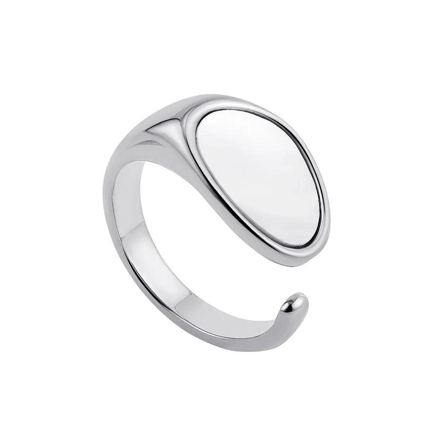 Wholesale Jewelry Simple Style Geometric Water Droplets Solid Color Titanium Steel Open Rings - Lilah jewellery boutique