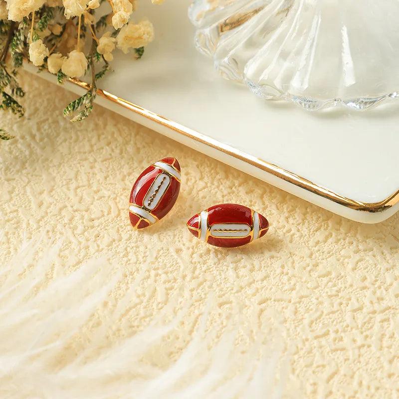 1 Pair Simple Style Sports Commute Basketball Football Enamel Plating 304 Stainless Steel 14K Gold Plated Ear Studs - Lilah jewellery boutique