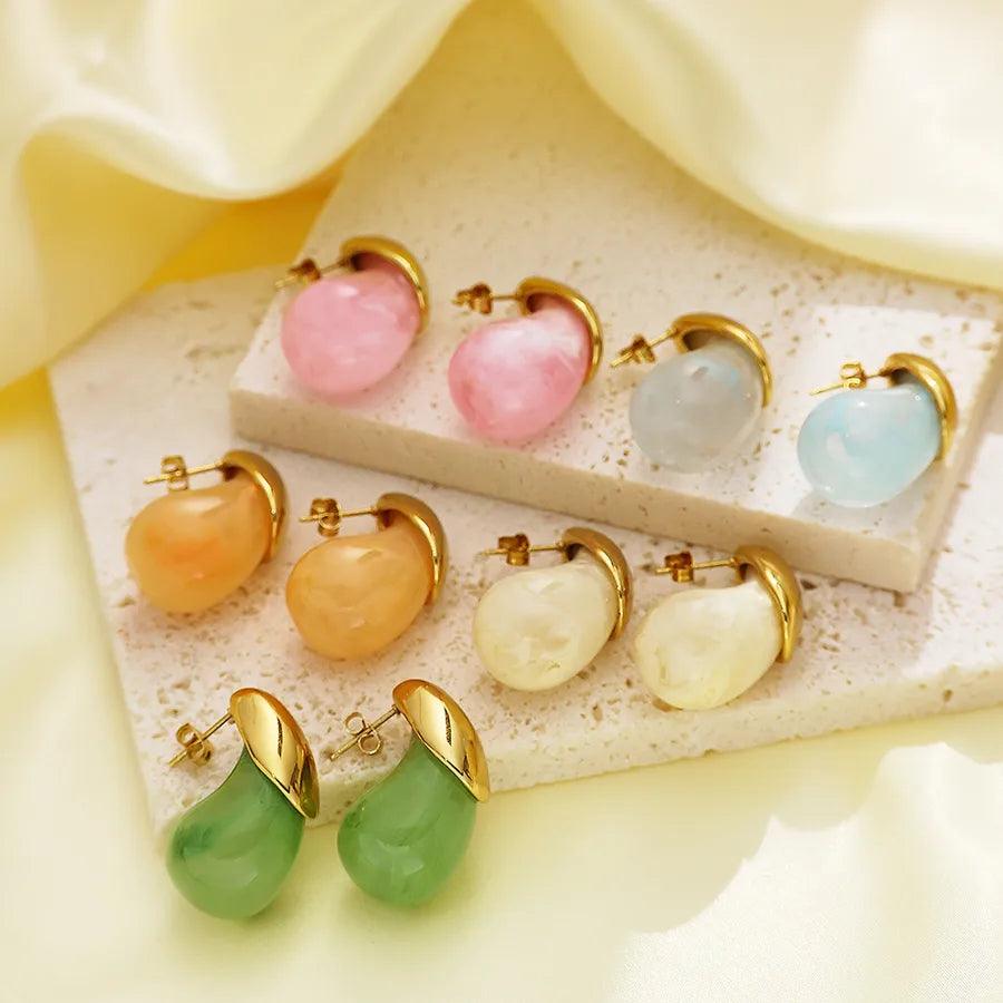1 Pair IG Style Vacation Geometric 304 Stainless Steel Titanium Steel 18K Gold Plated Ear Studs - Lilah jewellery boutique