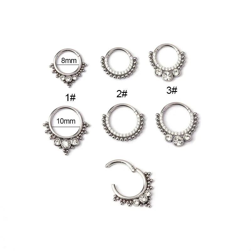 316 Stainless Steel Fashion Inlaid Zircon Geometric Nose Ring - Lilah jewellery boutique