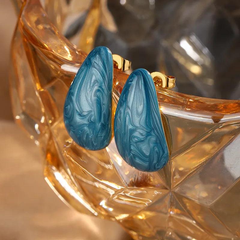 1 Pair Elegant Vintage Style Water Droplets 304 Stainless Steel Imitation Gold Ear Studs - Lilah jewellery boutique