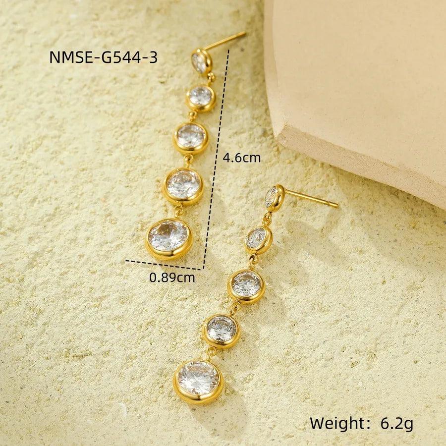 1 Pair Retro Solid Color Inlay 304 Stainless Steel Zircon Stainless Steel Earrings - Lilah jewellery boutique