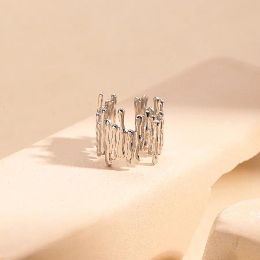 Wholesale Jewelry Simple Style Leaves Solid Color Butterfly Titanium Steel Open Rings - Lilah jewellery boutique