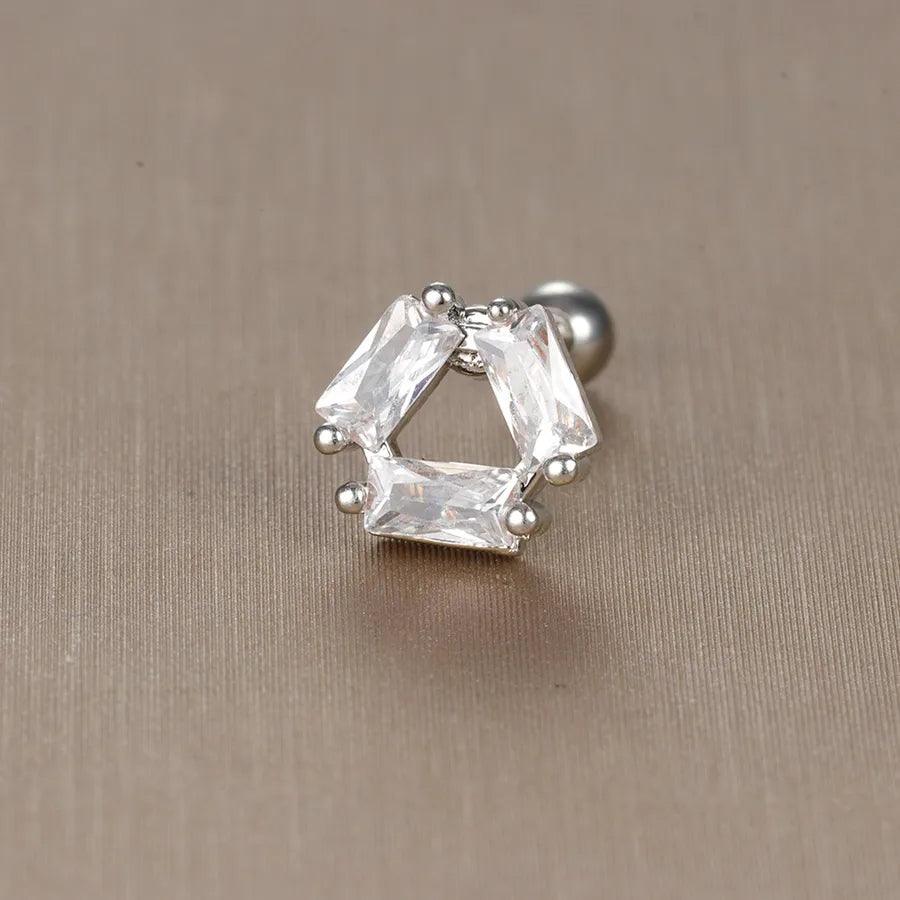 1 piece sweet simple style flower plating inlay titanium steel zircon ear studs - Lilah jewellery boutique