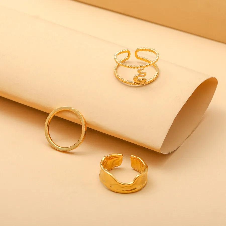 Wholesale Jewelry Fashion Geometric Stainless Steel Artificial Gemstones 18K Gold Plated Plating Rings - Lilah jewellery boutique