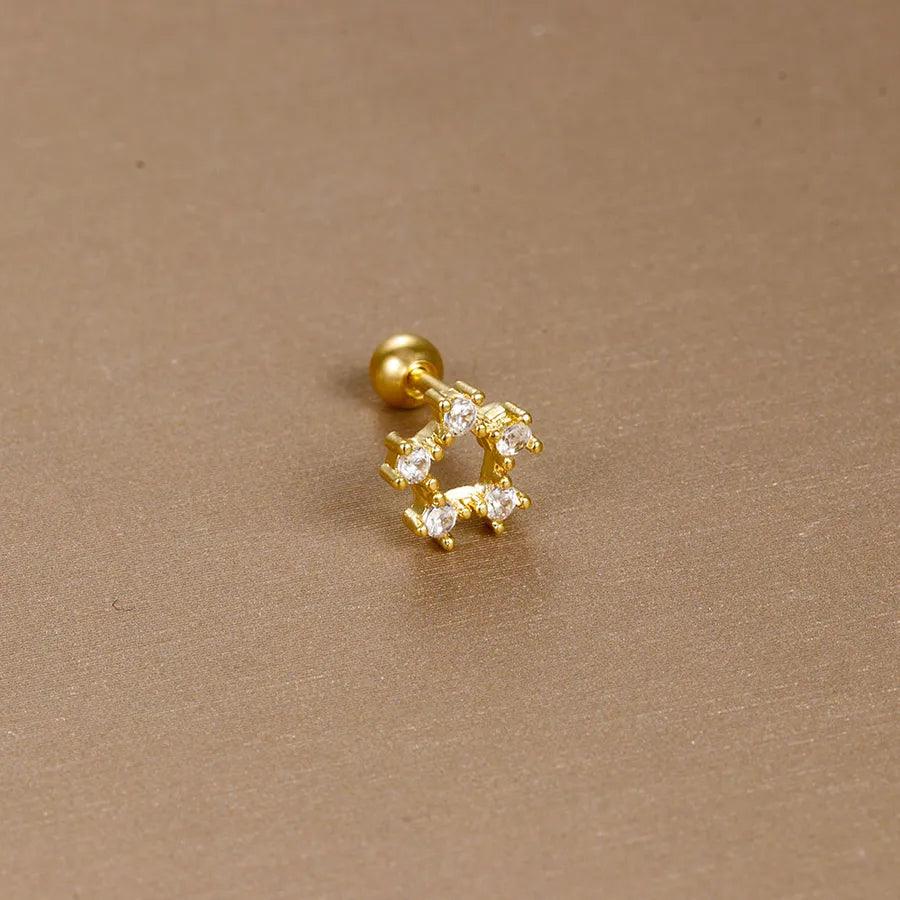 1 piece sweet simple style flower plating inlay titanium steel zircon ear studs - Lilah jewellery boutique