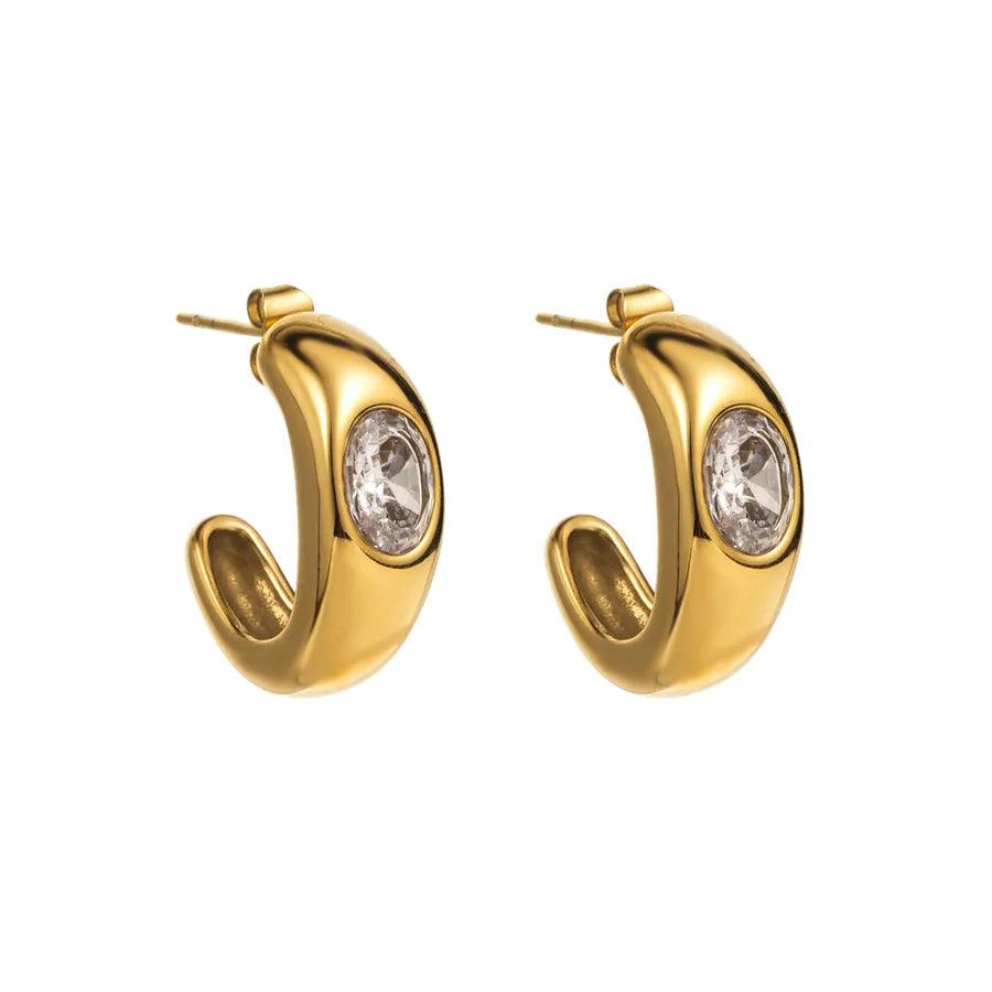 1 Pair Modern Style Simple Style Color Block Inlay 304 Stainless Steel Rhinestones Ear Studs - Lilah jewellery boutique