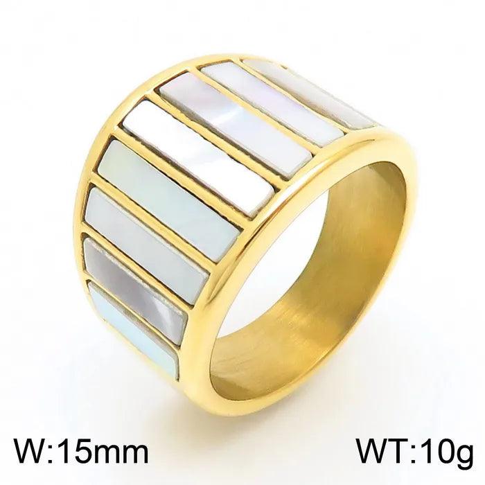 basic retro geometric titanium steel epoxy plating rings - Lilah jewellery boutique