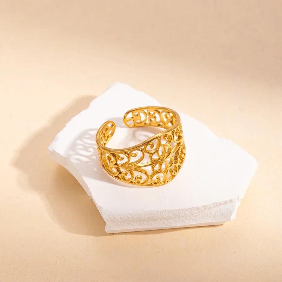 Wholesale Jewelry Simple Style Leaves Solid Color Butterfly Titanium Steel Open Rings - Lilah jewellery boutique