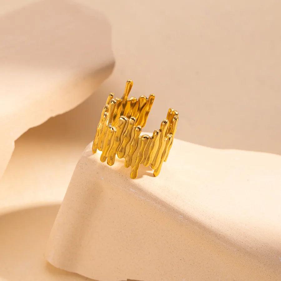 Wholesale Jewelry Simple Style Leaves Solid Color Butterfly Titanium Steel Open Rings - Lilah jewellery boutique