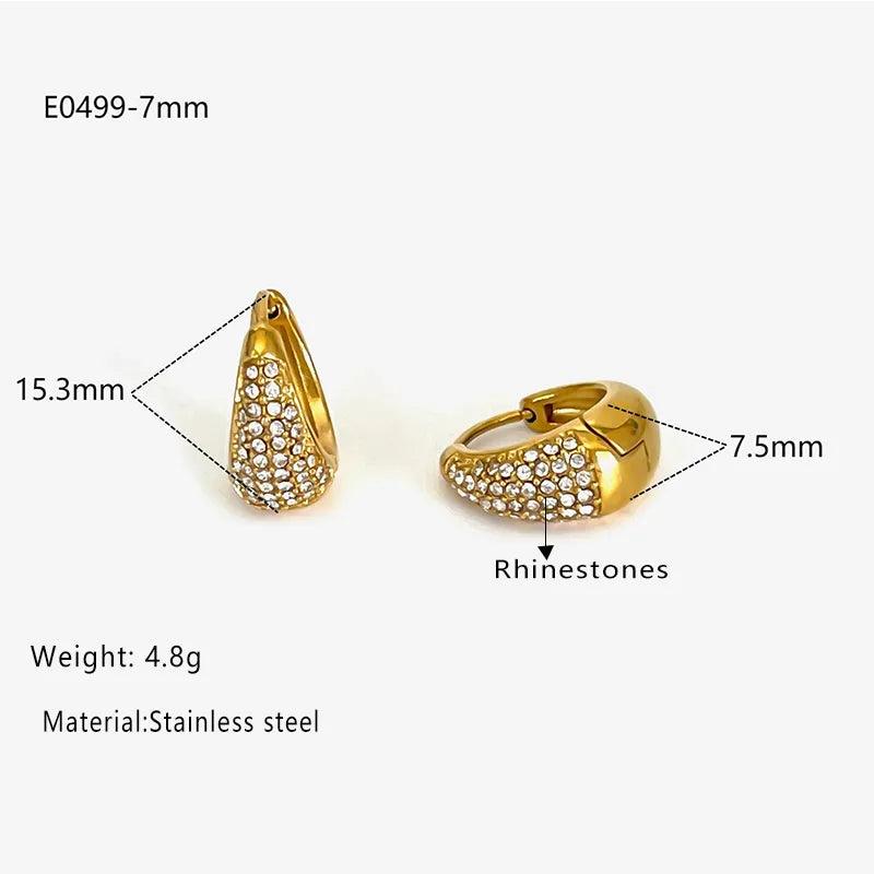 Κρικάκια σε διάφορα μεγεθη 316L Stainless Steel Rhinestones 18K Gold Plated Earrings - Lilah jewellery boutique