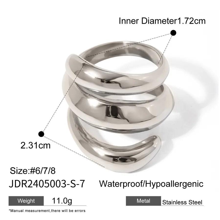 Jewelry Exaggerated Artistic Geometric 304 Stainless Steel Layered Open Rings - Lilah jewellery boutique